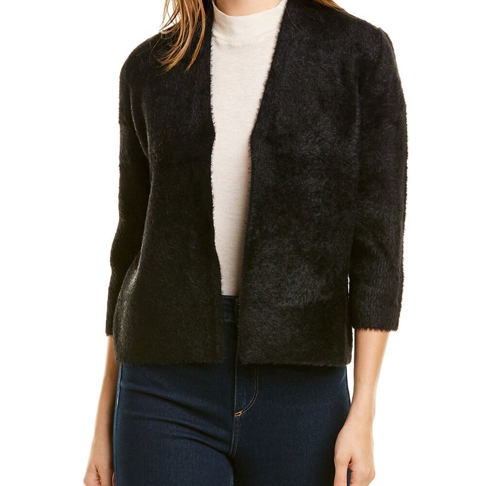 J. McLaughlin Nisa Black Faux Fur Cropped Cardigan Jacket - XS